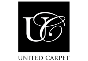 united carpet logo white on black background
