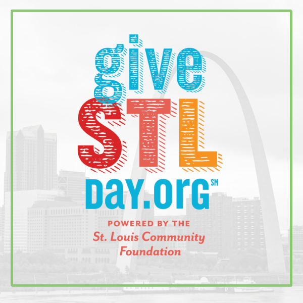multicolored text reads: "give STL day.org powered by the St. Louis Community Foundation"